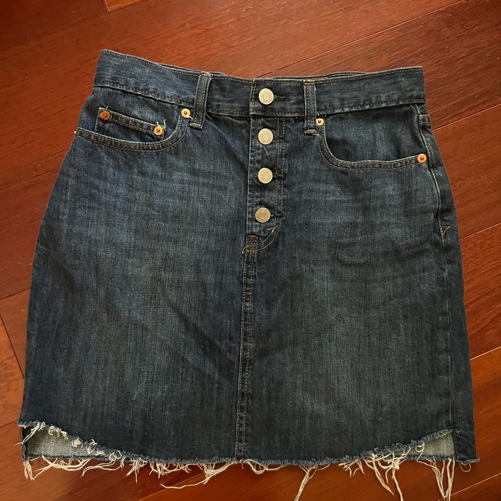GAP Dark Blue Frayed Hem Mini Skirt